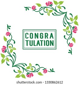 Vector illustration write congratulation with leaf floral frame art hand drawn