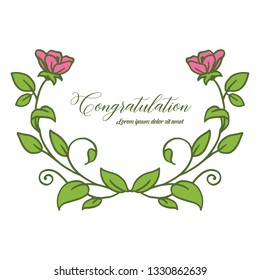 Vector illustration write congratulation with leaf floral frame art hand drawn