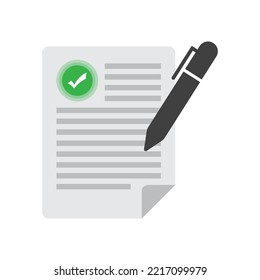 Vector illustration of write document approval icon sign and symbol. colored icons for website design .Simple design on white background.