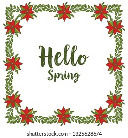 Vector illustration write a invitation romantic with beautiful blossom red flower frame hand drawn
