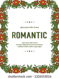 Vector illustration write a invitation romantic with series of leaf flower frames hand drawn