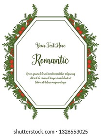 Vector illustration write a invitation romantic with series of leaf flower frames hand drawn