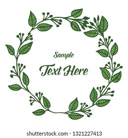 Vector illustration write your text with beautiful green leaves hand drawn