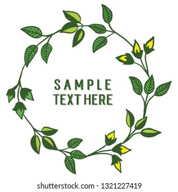 Vector illustration write your text with beautiful green leaves hand drawn