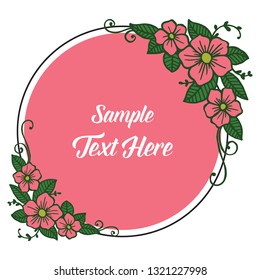 Vector illustration write your text with frame pink flower hand drawn