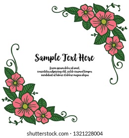 Vector illustration write your text with frame pink flower hand drawn