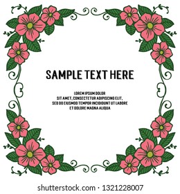 Vector illustration write your text with frame pink flower hand drawn