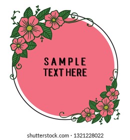 Vector illustration write your text with frame pink flower hand drawn