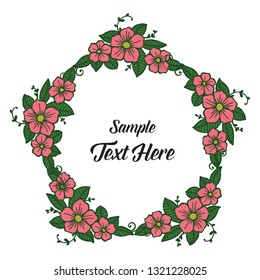 Vector illustration write your text with frame pink flower hand drawn