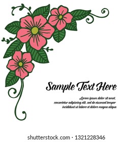 Vector illustration write your text with frame pink flower hand drawn