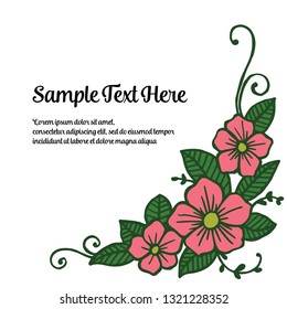 Vector illustration write your text with frame pink flower hand drawn