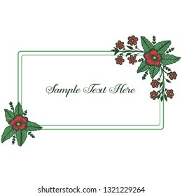 Vector illustration write your text with frame flower and leaf hand drawn