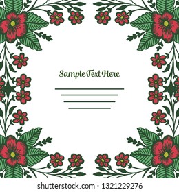 Vector illustration write your text with frame flower and leaf hand drawn