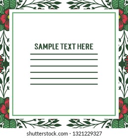 Vector illustration write your text with frame flower and leaf hand drawn