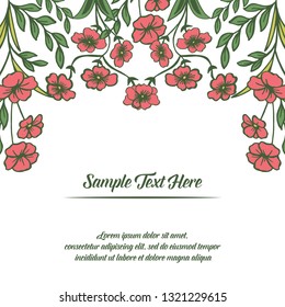 Vector illustration write your text with frame flower and green leaves hand drawn