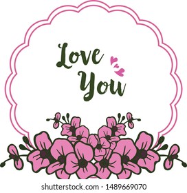 Vector illustration writing bridal shower with green leafy floral frame