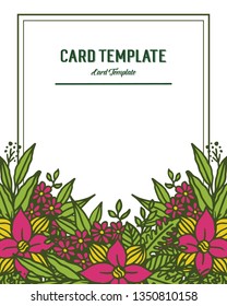 Vector illustration writing of card template with crowd of leaf wreath frame hand drawn