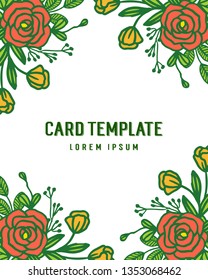 Vector illustration writing of card template with decor of rose flower frame