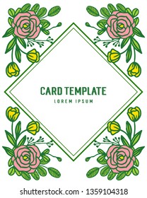 Vector illustration writing of card template with various style leaf flower frame