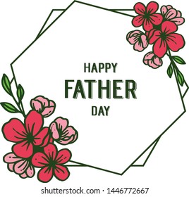 Vector illustration writing happy father day for abstract floral frame