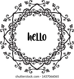 Vector illustration writing hello with crowd cute flower frame