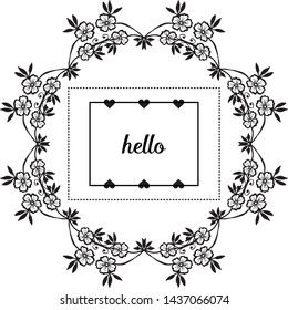 Vector illustration writing hello with crowd cute flower frame