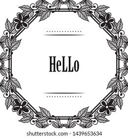 Vector illustration writing hello for decoration wreath frame