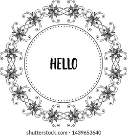 Vector illustration writing hello for decoration wreath frame
