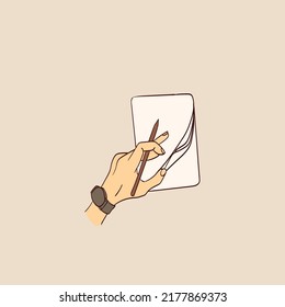ilustración vectorial de la escritura en un bloc de notas y planificación en un estilo simple dibujado a mano