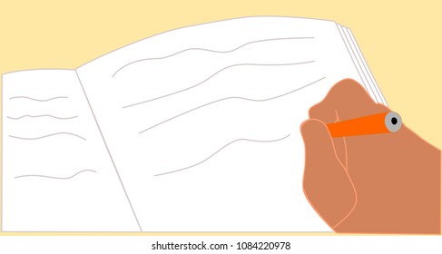 vector illustration writing on paper sheet.