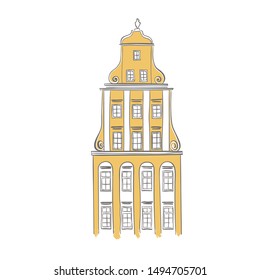 Vector illustration of Wroclaw, Poland. Sketch of European architecture. Facade. 