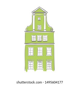 Vector illustration of Wroclaw, Poland. Sketch of European architecture. Facade. 
