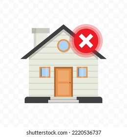 Vector illustration of wrong house icon sign and symbol. colored icons for website design .Simple design on Transparent background (PNG).