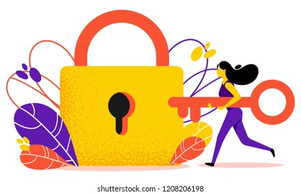 Vector illustration of wrong password error. Concept of privacy data protection. Confidential and safe internet technologies and network security.