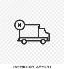 Vector illustration of wrong truck icon in dark color and transparent background(png).