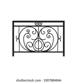 Vector illustration of wrought iron balcony fence. 
