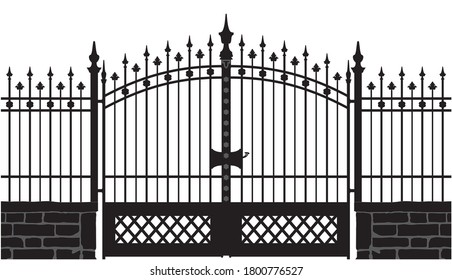 vector illustration of a wrought iron gate