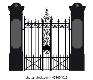 vector illustration of a wrought iron gate