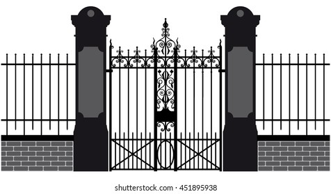 vector illustration of a wrought iron gate