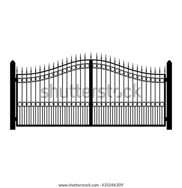 鉄製のベクターイラスト 古い金属のフェンスやゲート ゲートシルエット 現代の鍛造ゲート のベクター画像素材 ロイヤリティフリー