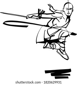 ilustración vectorial del maestro de wu shu