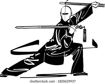 the vector illustration of the wu shu master