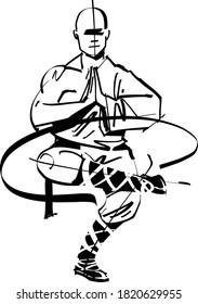 the vector illustration of the wu shu master