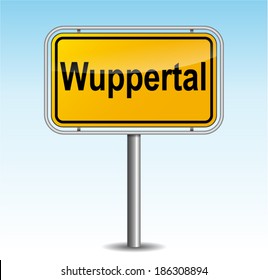 Vector illustration of wuppertal signpost on sky background