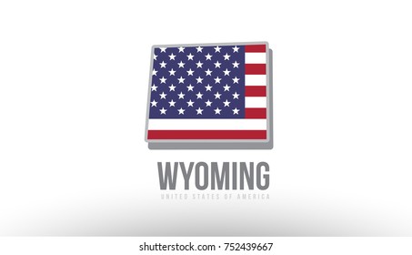 Vector illustration of wyoming county state with US united states flag as a texture suitable for a map logo or design purposes