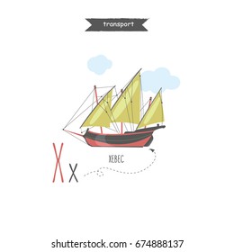 Vector illustration xebec for teaching kids English