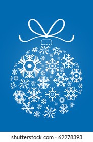 Vector illustration of x-mas ball made of snowflakes