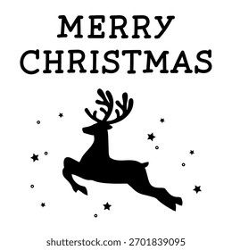 vector illustration of xmas card, hand writing characters.