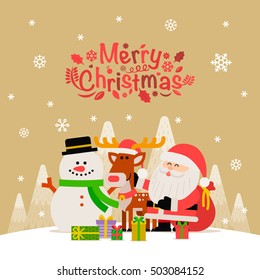  Vector illustration -Xmas card for Happy Christmas companions