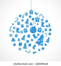 Vector illustration of Xmas doodle ball